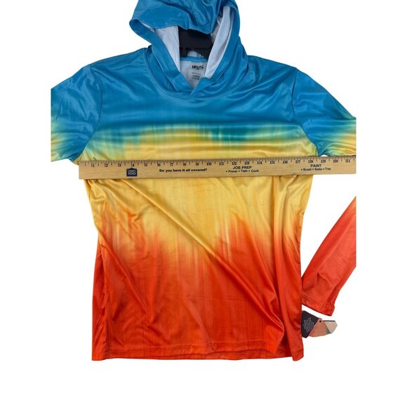 Uzzi Gradient Ombre Hoodie L 14-16  Rainbow Fishing Shirt UPF Long Sleeve - Picture 7 of 7